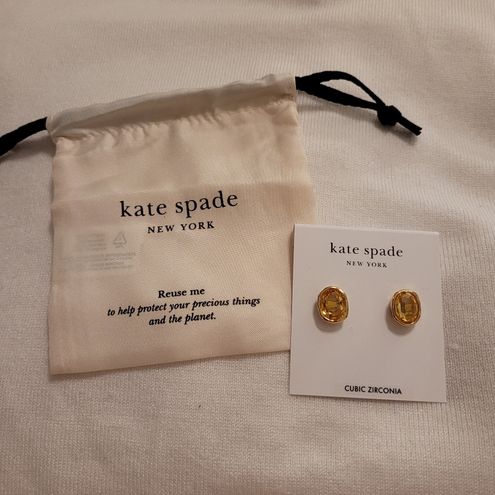 Kate Spade New York Gold-Tone Oval Color Cubic Zirconia Stud Earrings - …